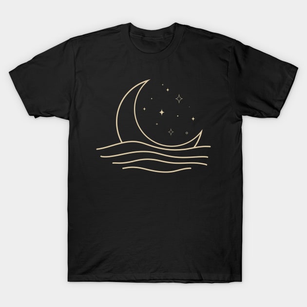 Crescent Moon Wave T-Shirt by Trippycollage